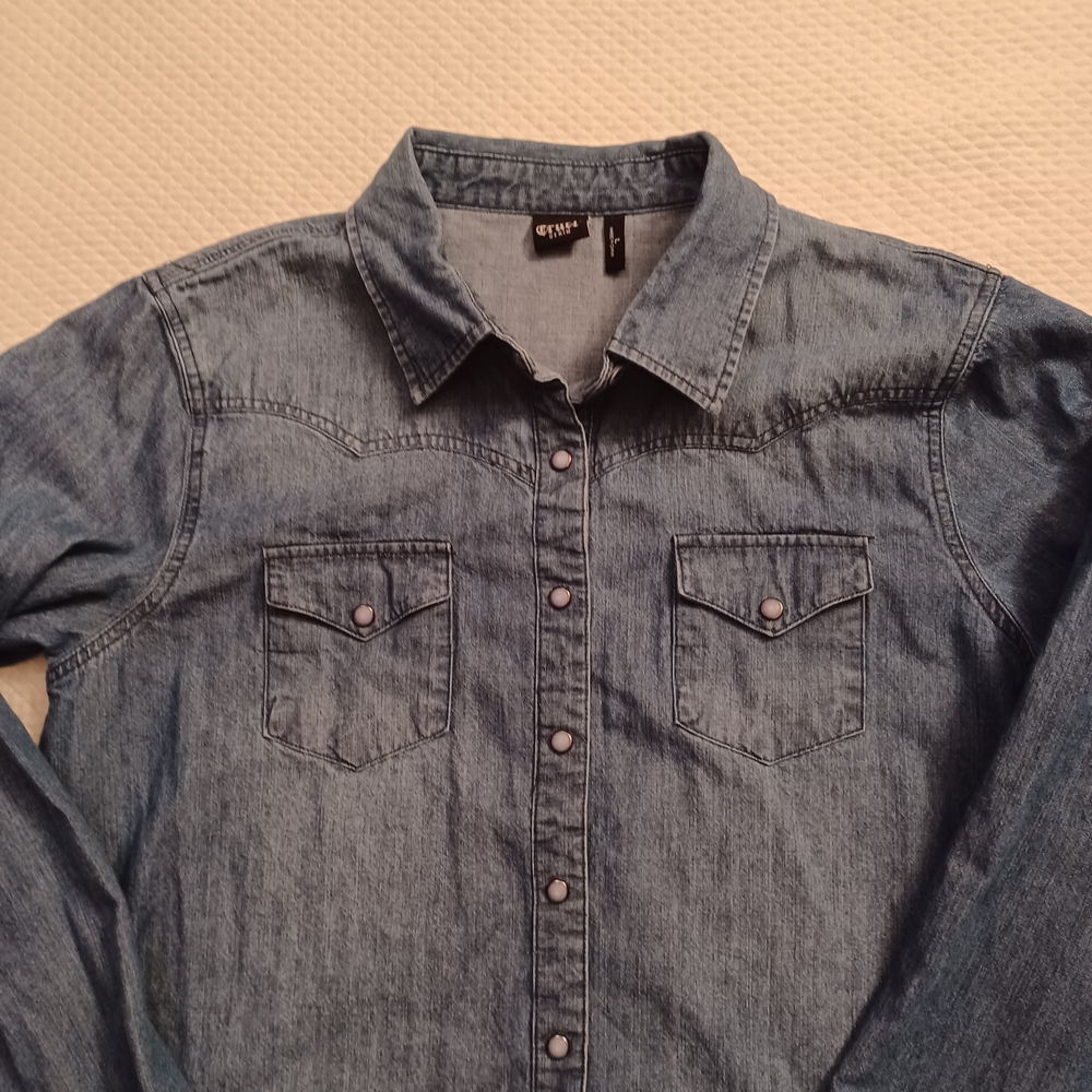 Cruel Denim Pearl-Snap Shirt Women's Size Large